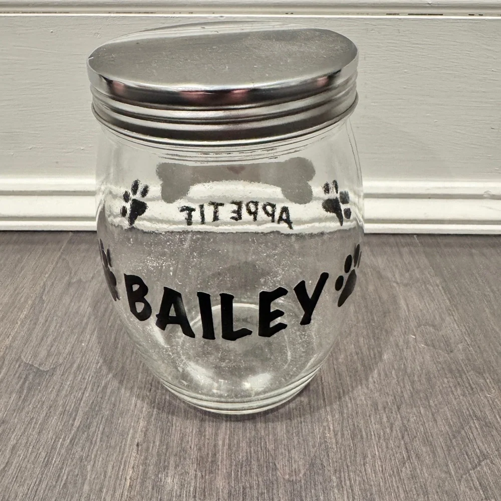 Custom Made Glass Dog Treat Jar — 